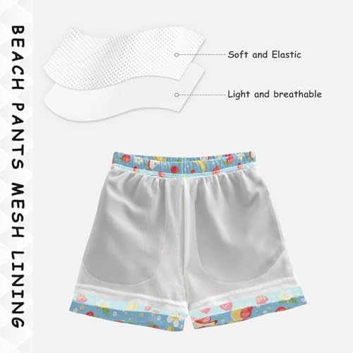 Boys Swim Trunks with Pockets and Quick Dry Fabric,Banana Strawberry Kids Swimwear Boy Swimsuit 3T4