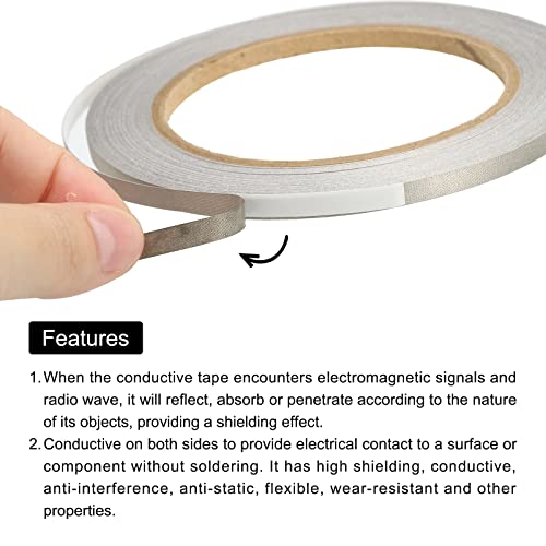 Image of MECCANIXITY Faraday Cloth Tape 0.2 inch W x 65.62 Feet Conductive Cloth Fabric Adhesive Tape Roll for Laptop Cable EMI Shielding 2 Pcs