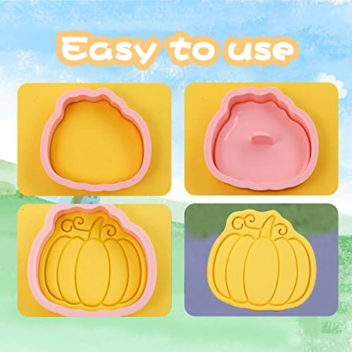 16 Pieces Fall Thanksgiving Cookie Cutters With Plunger Stamps Set Fall Biscuit Mold Maple Leaf Turkey Pumpkin 3D Cookie Stamper Plastic Diy Cookie Tools For Thanksgiving Day Baking Fondant Supplies #TOP5