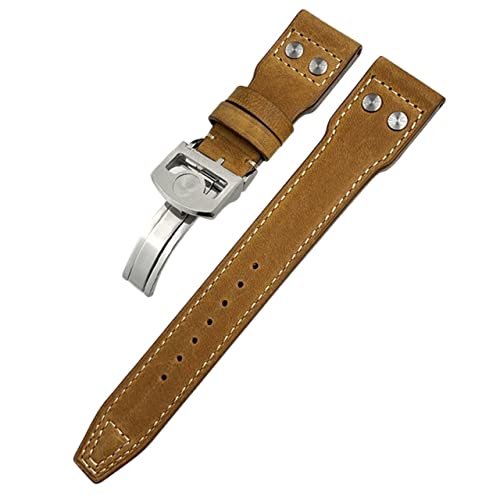 Bracelet montre cuir de vachette 21mm avec rivets pour montre pilote IW3777 boucle rose