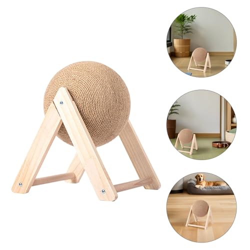 Bola de sisal para rascar BCOATH interactiva con madera giratoria 7
