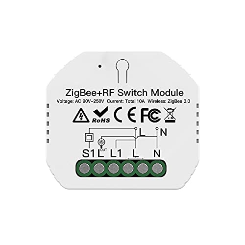 Relè Passo Passo Elettronico Silenzioso 220V 10A, Step Relay Impulsivo da Incasso, ZigBee e RF433 2 In 1, 52x47x18mm IP20, Comando da Più Punti, APP Tuya Smart Life