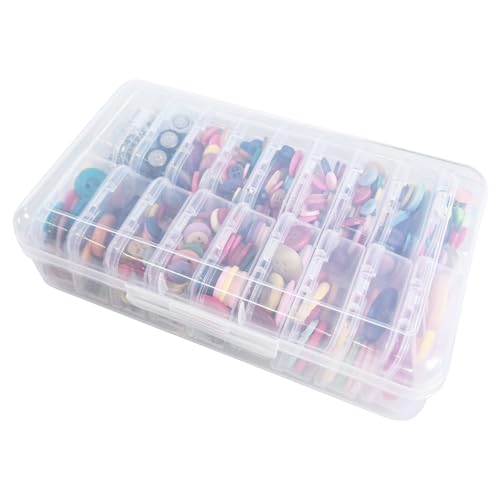 Image of Goodma Small Bead Organizers, 76 Pieces Plastic Storage Cases Mini Clear Containers with Hinged Lid and Large Rectangle Organizing Boxes