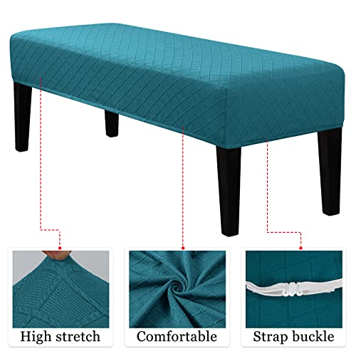 Lebaley Dining Bench Covers Stretch Jacquard Bench Slipcover Removable Washable Anti-Dust Bench Seat Protector Cover For Dining Room Living Room Bedroom Kitchen(Peacock Blue) #TOP3