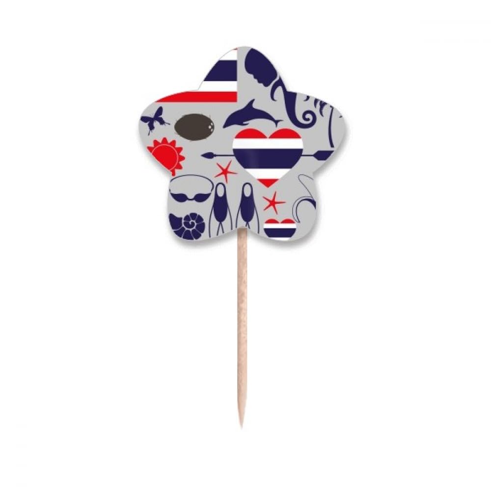 Cure-dents drapeau Thaïlande pour éviter les buffets ternes grâce aux étiquettes étoiles cupcake