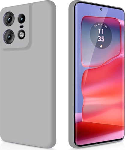 Image of DIZORO Microfiber Candy Case Compatible for Motorola Edge 50 Pro 5g Smooth Touch Cushion Liquid Soft Silicone Gel Rubber Phone Cases Non-Slip Full Body Protective Shockproof Back Cover (Titanium)