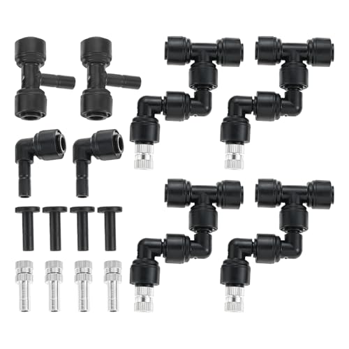 4 Pack 1/4'' Reptile Mister Nozzles, 360° Adjustable Reptile Misting Nozzles, Reptile Fogger Fine Mist Cooling System Nozzles for Reptile Terrarium Tank, Full Water Coverage, Garden Patio Greenhouse