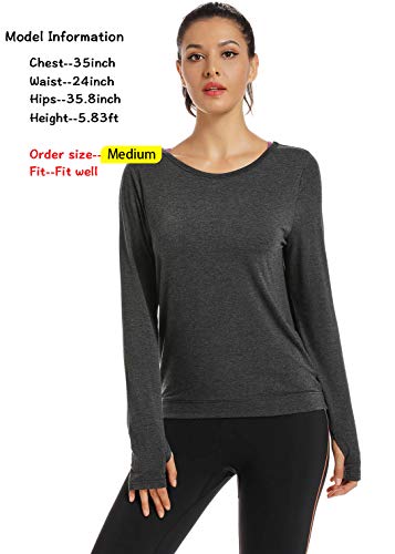 Muzniuer Women's Long Sleeve Open Back Workout Shirts Loose Backless Yoga Shirts Thumb Hole Shirts4