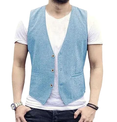 Men’S Lightweight Slim Fit Waistcoat Single Breasted V-Neck Breathable Sleeveless Casual Vest For Office Wear