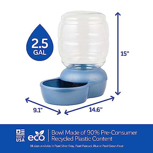 Image of Petmate Replendish Gravity Waterer With Microban for Cats and Dogs, 2.5 Gallons,Blue, Made in USA