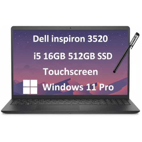 Image of Dell Inspiron Touchscreen Laptop (15.6 inch FHD Touch, Intel Core i5-1155G7, 16GB RAM, 512GB SSD) for Business, Students, Enterprises, Numeric Keypad, Narrow-Bezel, Webcam, Win 11 Pro S Mode, Carbon Black