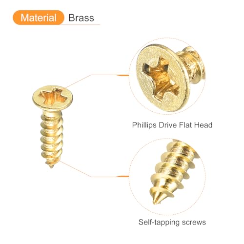 uxcell 120Pcs Tornillos de Latón para Madera, M2 x 8mm, Cabeza Plana Phillips, Tornillo Autorroscante para Carpintería, Bisagras de Puerta, Muebles de Madera miniatura 4