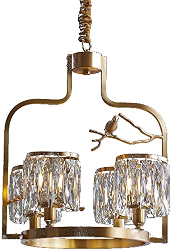 Lustre en cristal pour le salon de style cage d'oiseau moderne or et contemporain