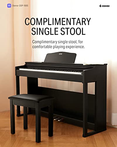 Donner DDP-100S Digital Piano 88 Key Weighted Graded Hammer-Action Piano Keyboard with MIDI IN/OUT, 200 Sounds, 200 Rhythms, 100 Demo, Donner Duet Piano Bench - image 4