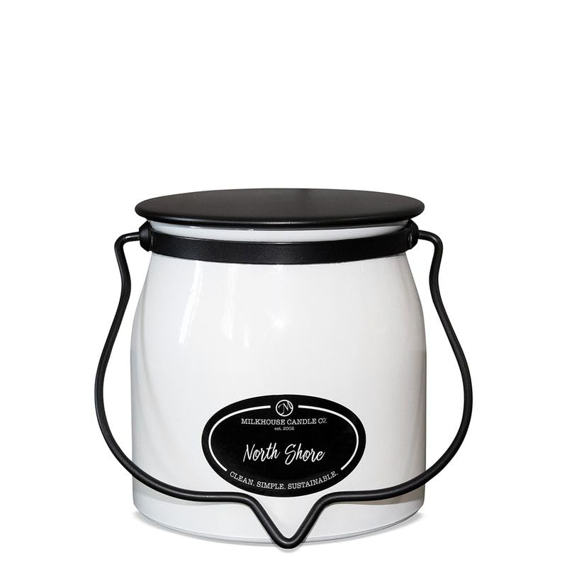Image of Milkhouse North Shore Scented Soy Candle, 16 oz Butter Jar, 65+ Hr Burn