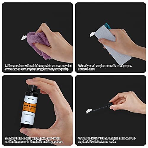 Nadamoo Multi Surface Touch Up Paint Black, Interior House Appliance Paint Repair Marker For Wall, Ceiling, Cabinet, Door, Furniture, Windows, Shutter And Trim-60 Ml / 2 Oz, With 3 Brushes #TOP4