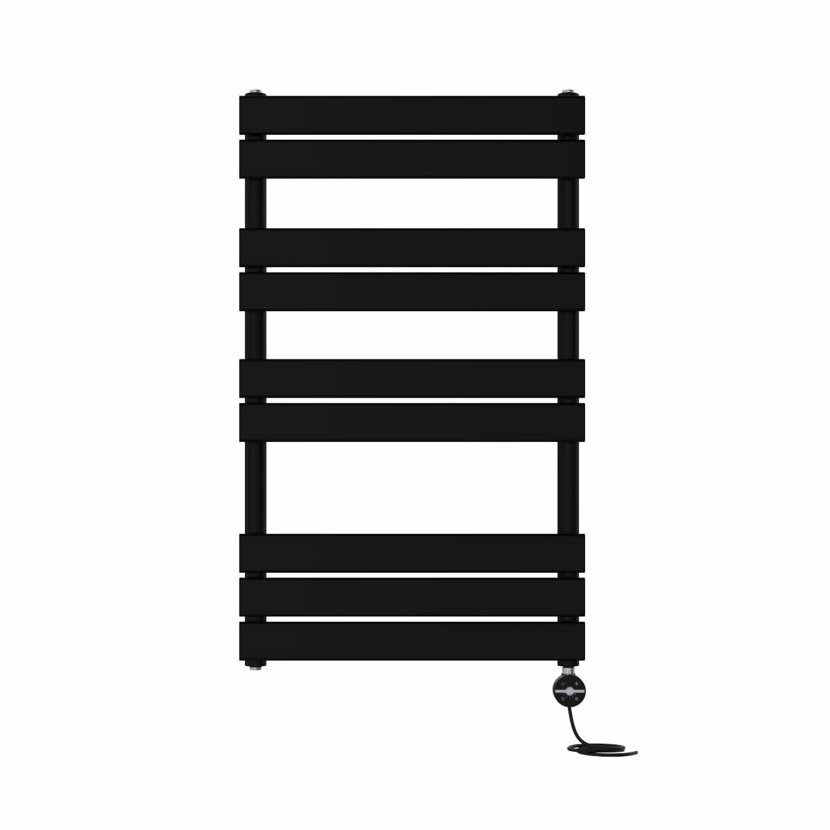 NRG Prefilled Flat Panel Electric Heated Towel Rail Radiator Black Thermostatic Bathroom Warmer with Touch Screen Display 1000x600mm - 600W — image 1