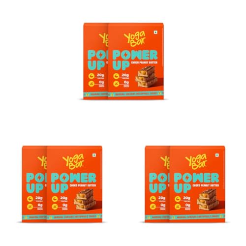 Image of Yogabar Power Up 20g Protein Bar (10 Bars, Choco Peanut Butter) | No Added Sugar Protein Bars | Premium High Protein Blend - Whey Protein Concentrate, Peanuts & Soy (Pack of 3)