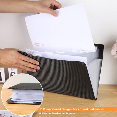 FRETONBA Accordion File Organiser, 13 Pockets Expanding Box File - Image 3