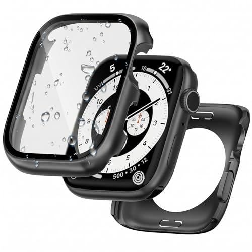 �y�h��×�t���J�o�[�ی�zKawoco �A�b�v���E�H�b�` ���^�� �J�o�[ 44mm iWatch ������ �P�[�X �K���X��̌^ 9H�����K���X �����ߗ� �����ȒP �ϏՌ� Apple Watch SE 3 SE 2 SE Series 6 Series 5 