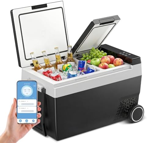 Feelfunn 12 Volt Refrigerator 55QT(52L), Dual-Zone Car Fridge Fre...