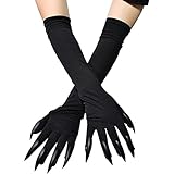 IzzDynno Halloween Kostümpfoten Handschuhe Lange Fingernägel Schwarze Party Handschuhe Katzenkrallen Halloween Prop Wolf Klauen Handschuhe Cosplay Kostüm