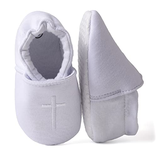 Baby Baptism Shoes, White, Size 3-18 Months, Unisex, Baptism & Easter, Casual, Pull-On, Round Toe, Embroidered Cross4