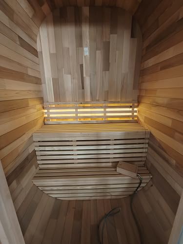 ZONEMEL Outdoor Steam Sauna for 2-3 Person, Canadian Red Cedar Sauna Room with 4.5KW Harvia Heater, 8mm Tempered Glass, Floor Kit, 220V (0-195 °F)