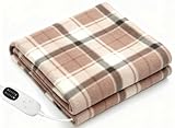 電気毛布 掛け敷き兼用 140×80cm 電気ブランケット 5段階温度調整 4段階切タイマー 速暖 頭寒足熱 ダニ退治 防寒対策 節電 省エネ 防臭 抗菌 丸洗い可 肩掛け 膝掛け 毛玉なし 暖房器具 PSE認証 [日本国内ブランド正規品] (チェック柄)
