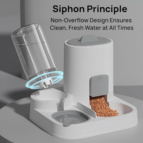 NASTELLA Automatic Cat Feeder and Water Dispenser Set, 2-in-1 Gravity Food Bowl Station for Small Medium Cats Dogs Puppy Kitten Rabbits, Auto Feeding Supplies - Thumbnail 5