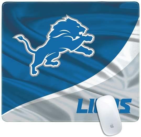 Vista 9 de Skinit Alfombrilla de mouse pequeña para juegos, diseño desgastado con licencia oficial de Detroit Lions con bordes cosidos, impermeable, base