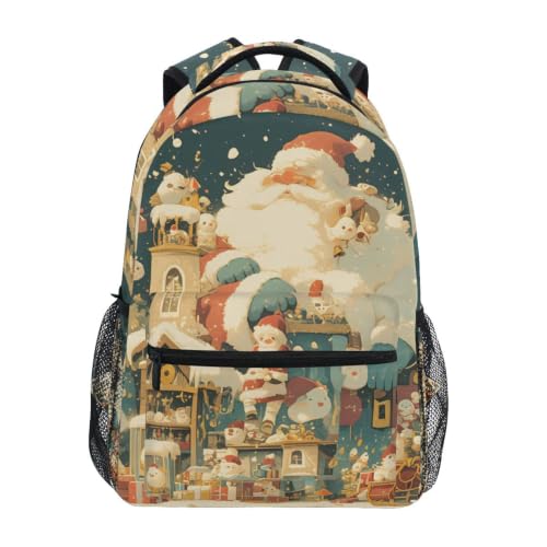 Sac à dos scolaire Arbres Santa House anti-déchirure contre l'usure des affaires scolaires