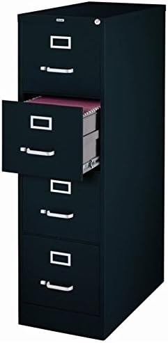 25" Deep Commercial 4 Drawer Letter Size High Side Vertical File Cabinet Color: Black