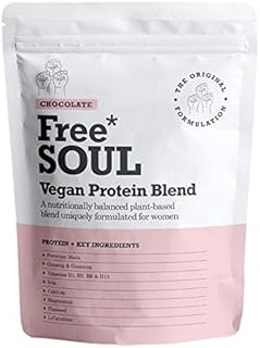 Free Soul Vegan Protein Powder for Women | 20 Servings | 20g Protein | Added Superfoods & Vitamins | Gluten & Soy Free Plant Based Protein Shake | Pea and Hemp Isolate Protein | 1.32Lb (Chocolate)