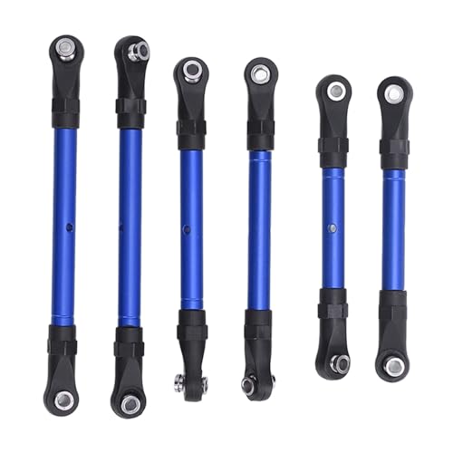Pilipane Barras de dirección de aleación de Aluminio para Coche RC, 6 Unidades, Repuesto, largas y Cortas, para Traxxas Slash, Coche teledirigido. (Azul)