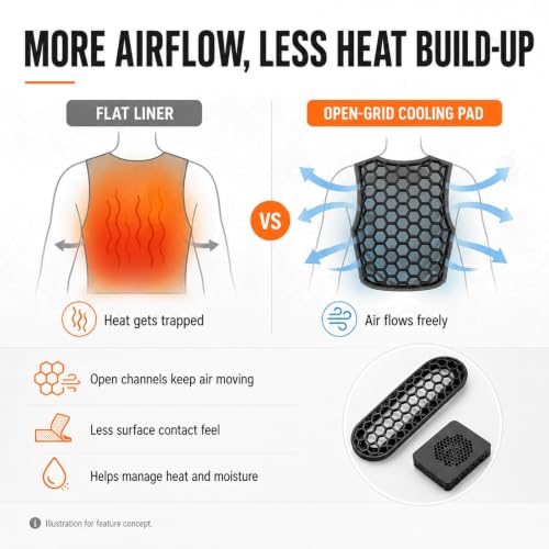 Chaleco con ventilador set almohadillas aire para evitar calor y dolor de espalda 6