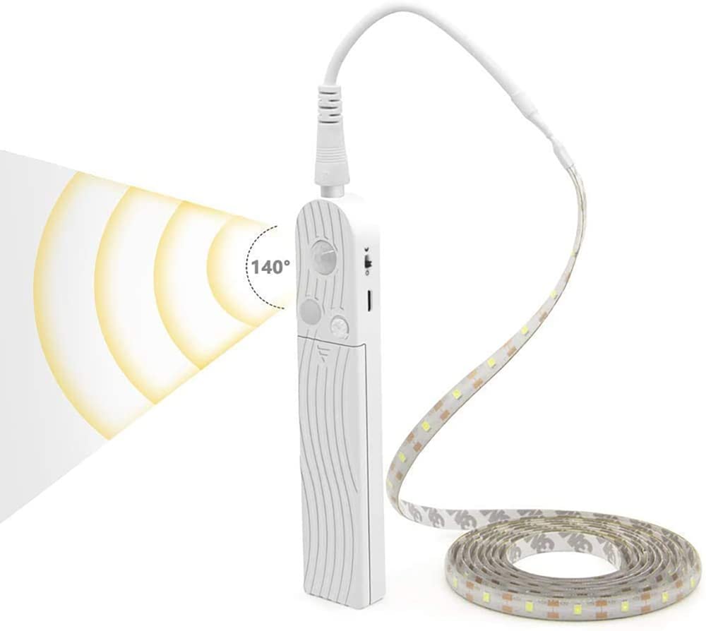 Vanzuque Warm White 1 Meter Led Strip Light,Motion Sensor Light, Battery Powered,2700K Led Wardrobe Lights,Wireless Closet Light For Bed、Stair、Closet、Pantry、Counter、Cupboard