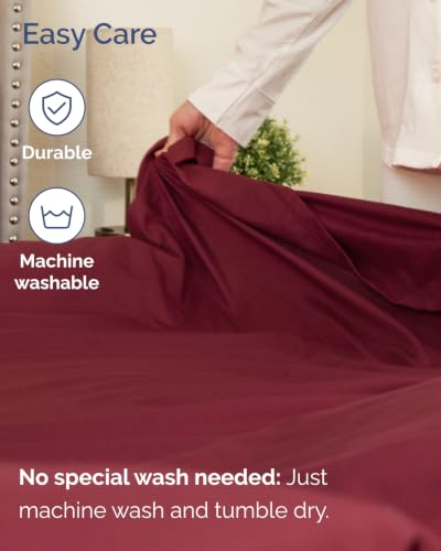 Image of Extra Deep Flex Top Split Head King Sheet Set - 6 Piece Breathable and Cooling Sheets - Hotel Luxury Bedding for Women, Men, Kids & Teens - Easy Secure Fit - Extra Deep Pockets - Burgundy