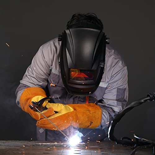 Welding Gloves, Welder Gloves 14 Inch Leather Heat Resistant Forge Welders Gloves For Mig/Tig/Arc Welder #TOP3