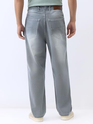 Image of Urbano Fashion Men's Loose Baggy Fit Washed Jeans Non-Stretchable