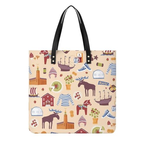 Tote bag Cerf Cheval femmes : l'élégance d'un sac à main shopper grand volume 39x39cm