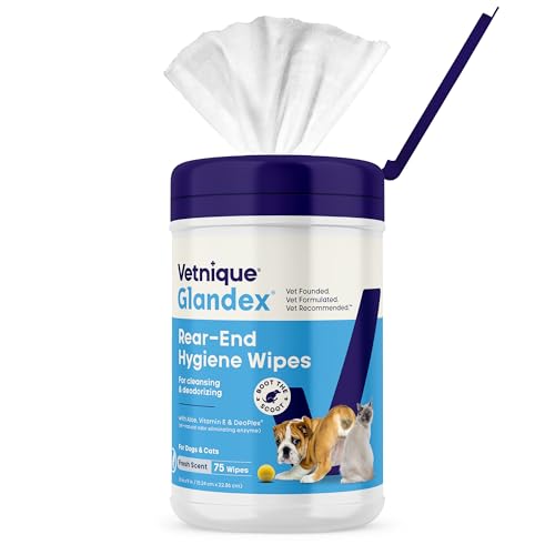 Vetnique Glandex Dog Wipes for Pets Cleansing & Deodorizing Anal Gland Hygienic Dog & Cat Wipes with...