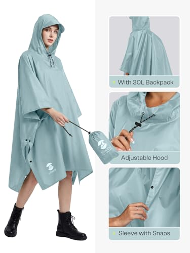 Image of SaphiRose Hooded Rain Poncho Waterproof Raincoat Jacket for Men Women Adults