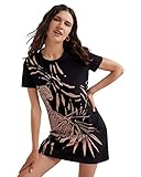 Estampado guepardo en dorado Desigual Vest_GUEPARDITA Vestido Casual, Negro, S para Mujer
