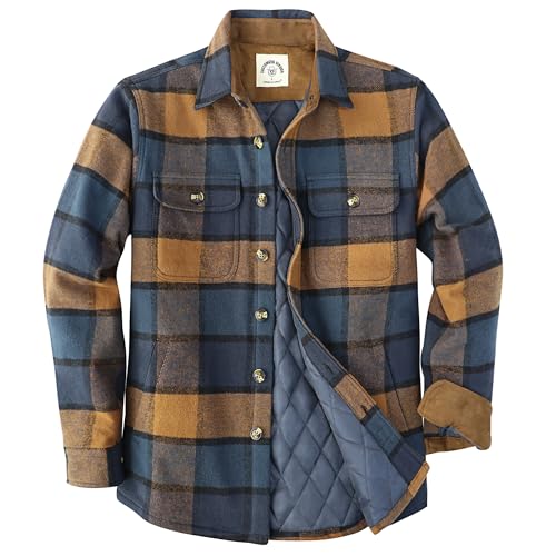 Image of Dubinik Mens Shacket Flannel Shirt for Men Lightweight Jacket Casual Plaid Coat with Warm Lining Long Sleeve Button