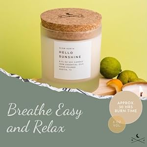 Slow North Hello Sunshine Candle Essential Oils and 100 Pure Soy Wax Candle in a Reusable Frosted Glass Jar A Unique and Mindful Scented Candle Hand Poured in The USA 8 oz