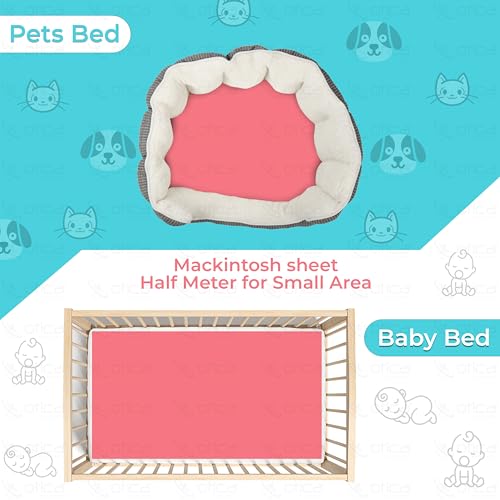 Image of OTICA Mackintosh Rubber Sheet for Bed - 0.5 (Half) Meter Waterproof Oil Cloth | Reusable Rubber Cloth for Elderly, Patients, Kids | Bed Protector in Blue & Pink (Hospital /Home Use)