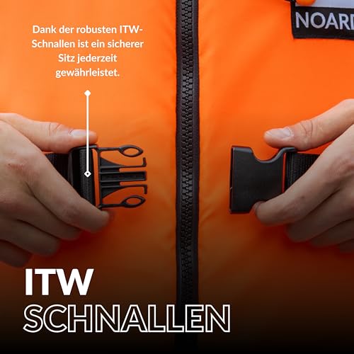 NOARD Rettungsweste für Kinder & Erwachsene geeignet – Seaside in verschiedenen Größen – EN ISO 12402-4 (100 N) (Orange, 20-30 kg)