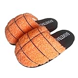 Tirzrro Big Kids Boy's Warm Plush Indoor Basketball Slippers with Memory Foam Slip-on Shoes Size 1-2 US Brown