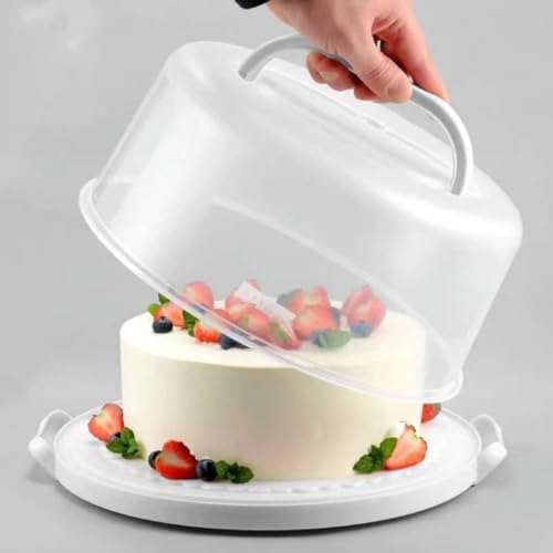 Nvaziop Large 10 Inch Cake Carrier Keeper Stand With Handles And Lids Container For Transport Cake Holder Tray With Cover Round Cupcake Storage Kitchen Cooking Box thumb #4